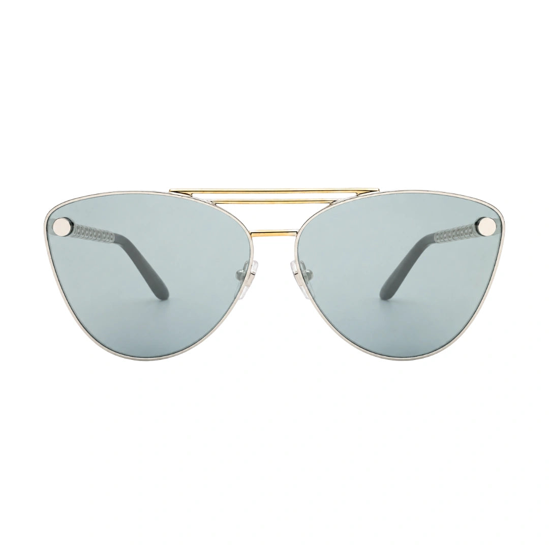 Versace 0VE2267 | Silver Cat-Eye Sunglasses with Gold Double Bridge