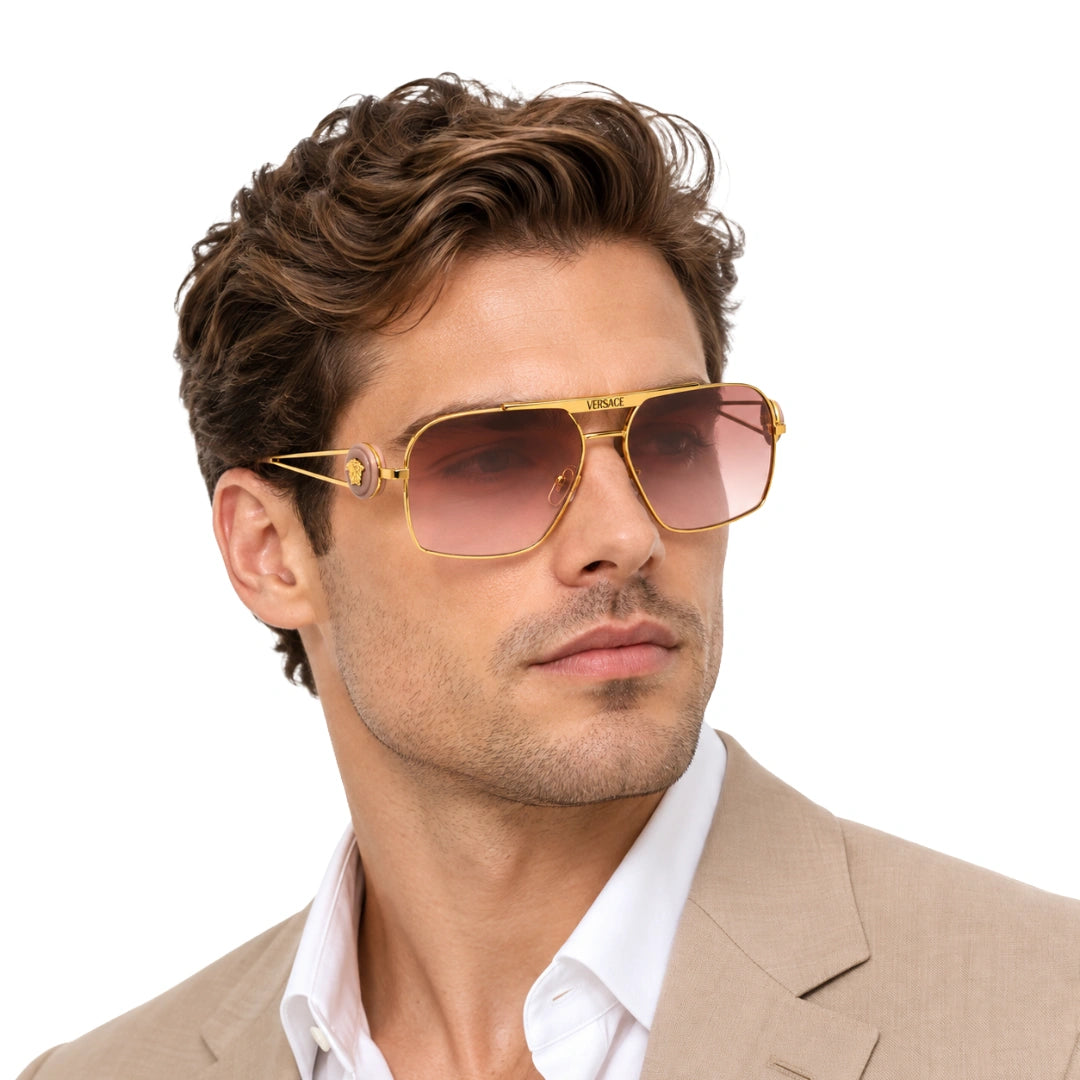 Versace 0VE2269 | Square Double-Bridge Metal Sunglasses-zoom-9