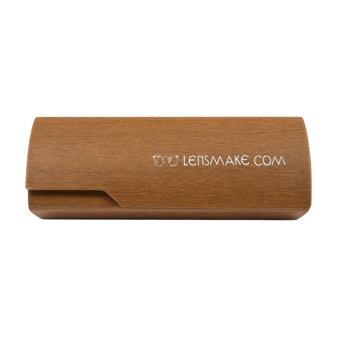 Lensmake wooden glasses case with magnetic snap closure, walnut finish