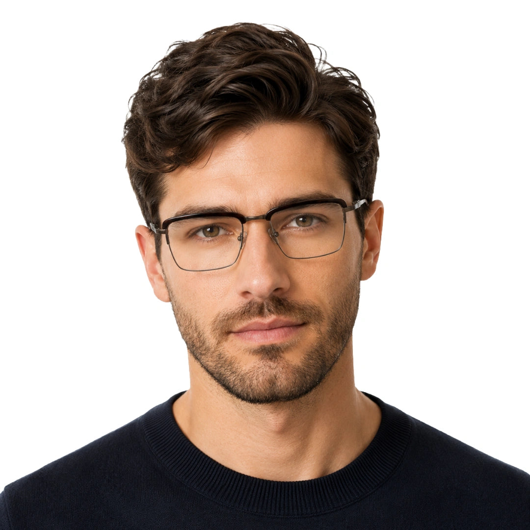 5STAR LINK 88612 | Half-Rim Browline Rectangular Prescription Eyeglasses-zoom-34