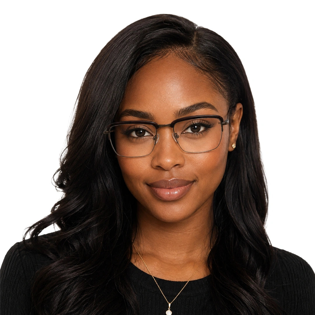 5STAR LINK 88612 | Half-Rim Browline Rectangular Prescription Eyeglasses-35