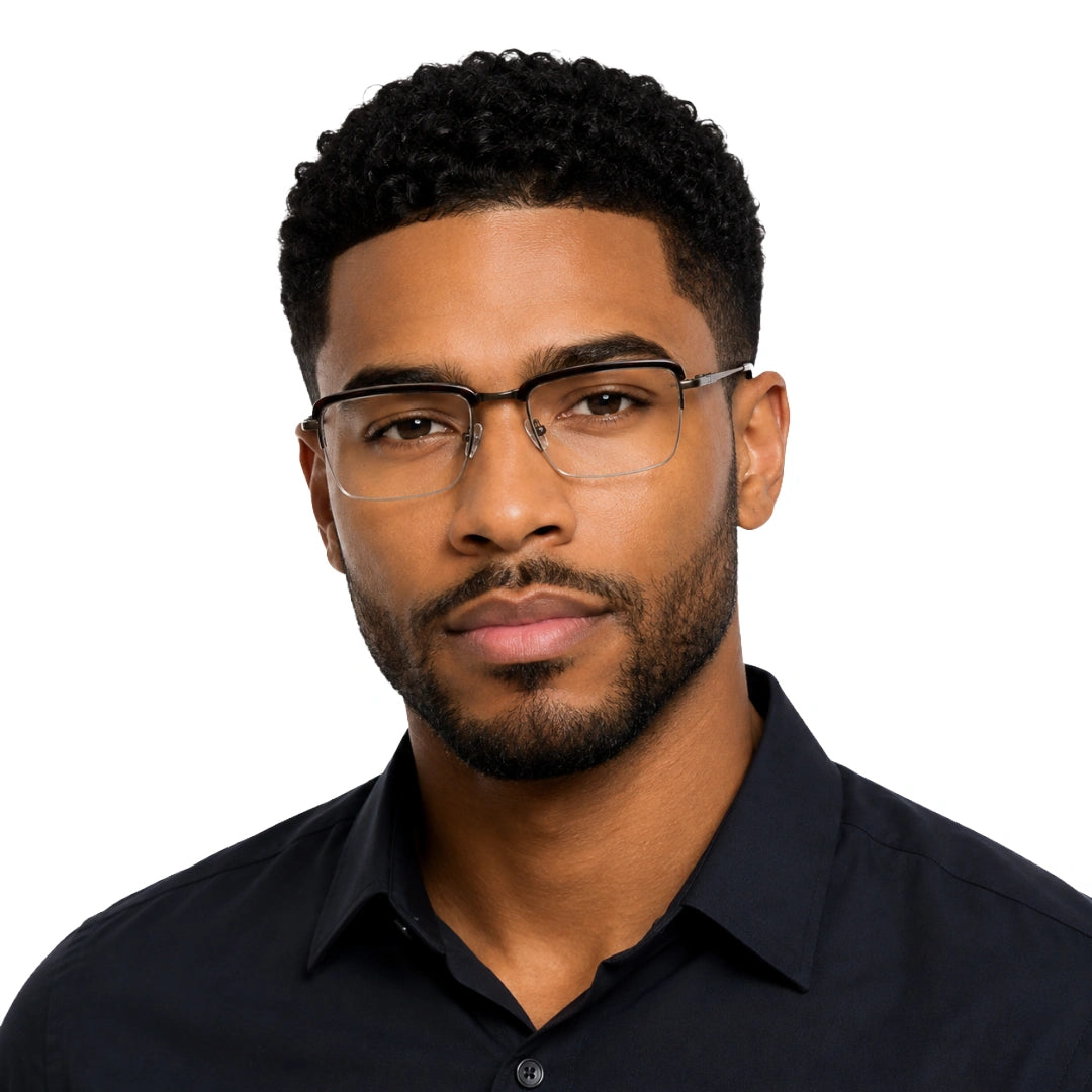 5STAR LINK 88612 | Half-Rim Browline Rectangular Prescription Eyeglasses-36