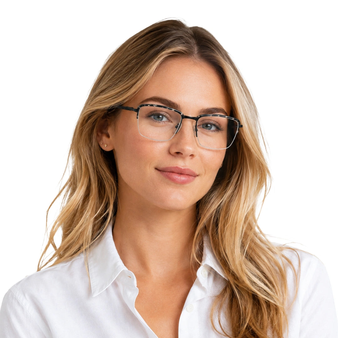 5STAR LINK 88612 | Half-Rim Browline Rectangular Prescription Eyeglasses-42