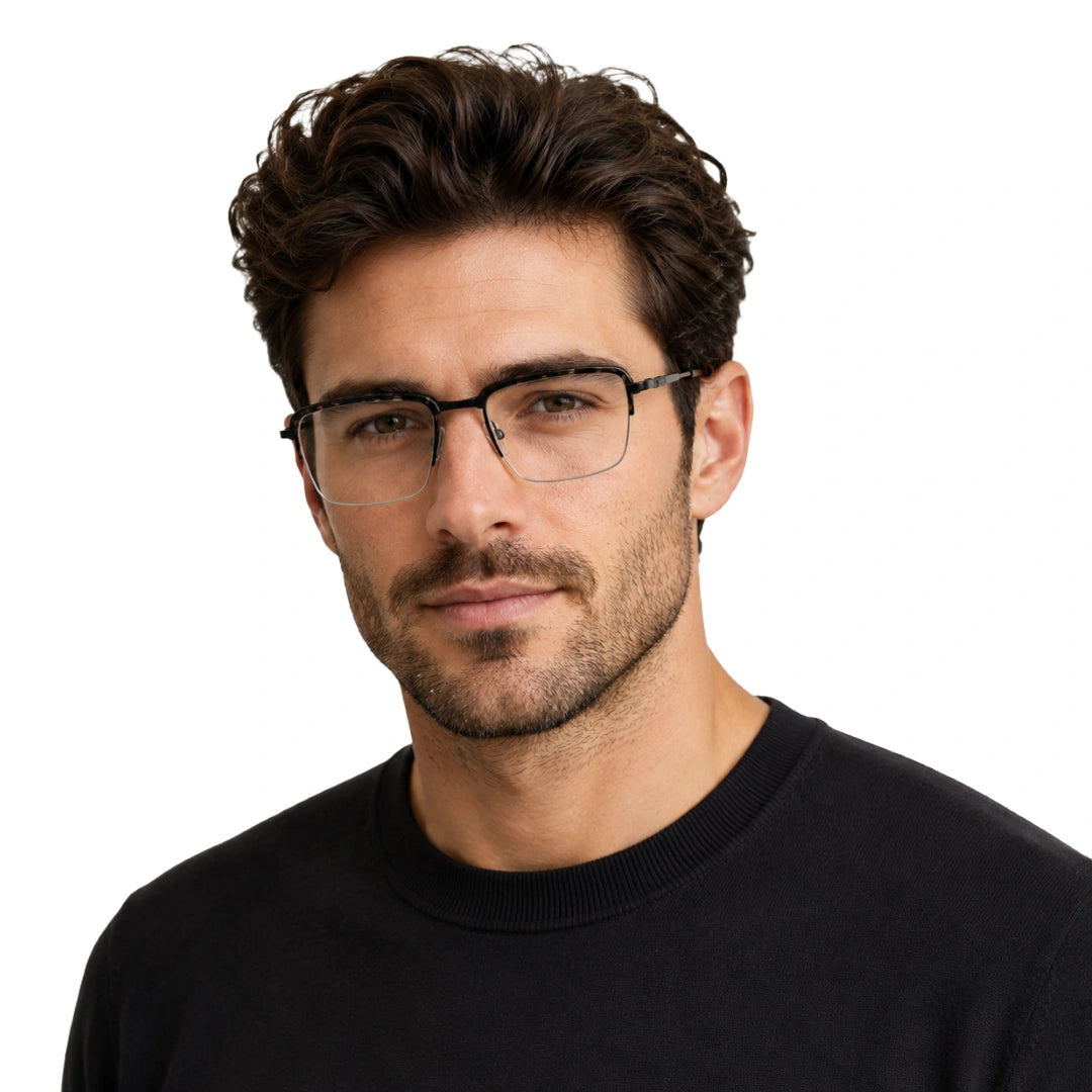 5STAR LINK 88612 | Half-Rim Browline Rectangular Prescription Eyeglasses-zoom-43
