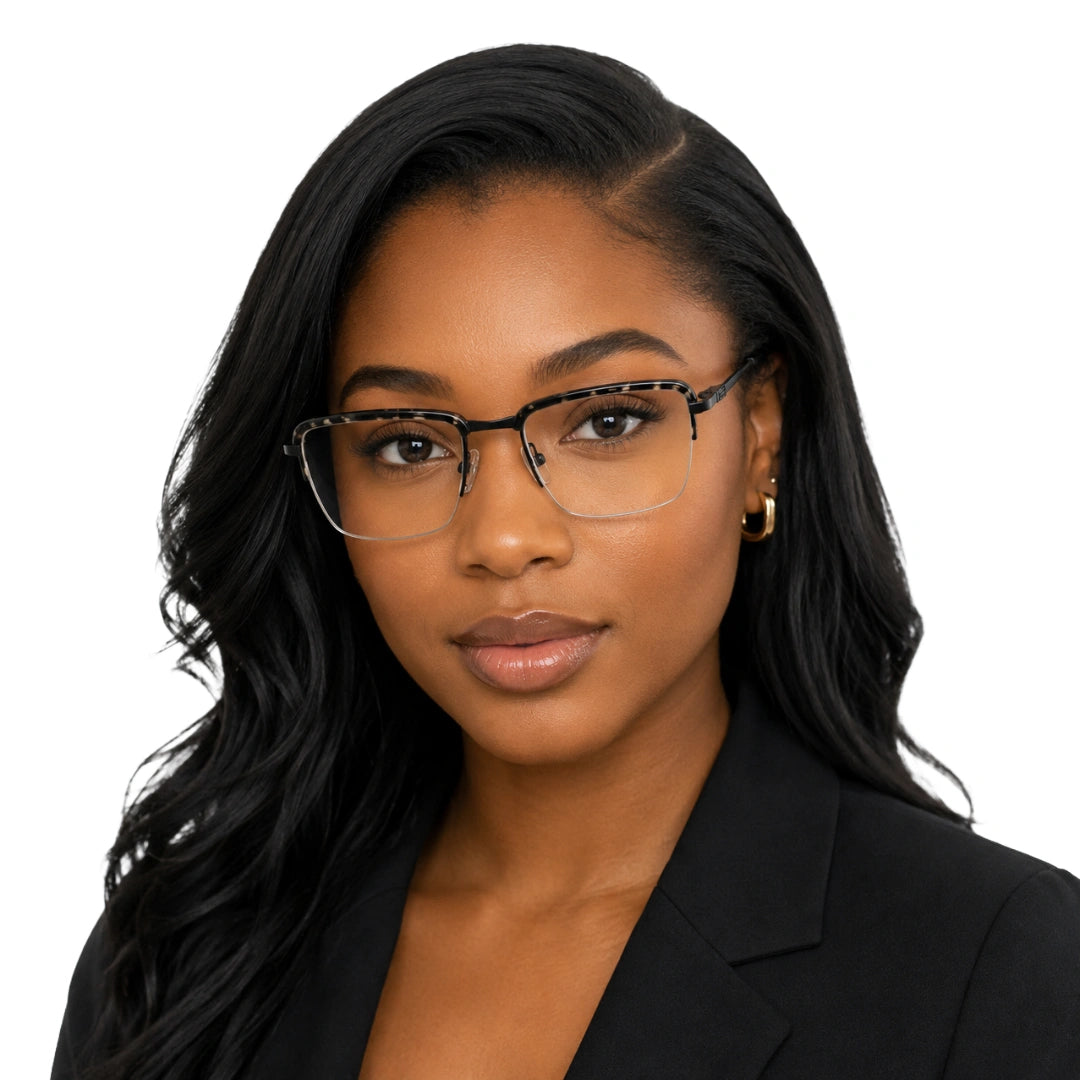 5STAR LINK 88612 | Half-Rim Browline Rectangular Prescription Eyeglasses-zoom-44
