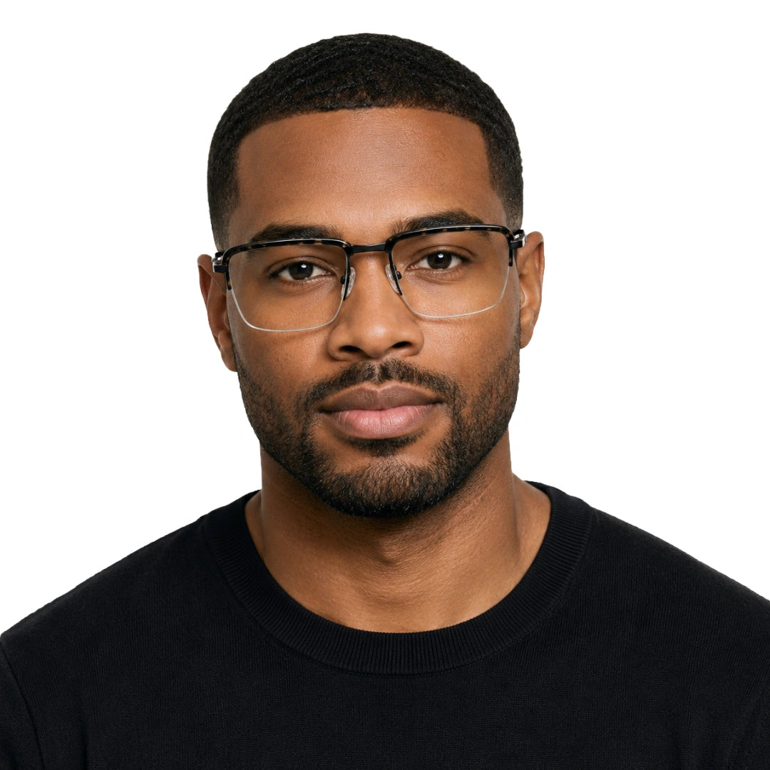 5STAR LINK 88612 | Half-Rim Browline Rectangular Prescription Eyeglasses-zoom-45
