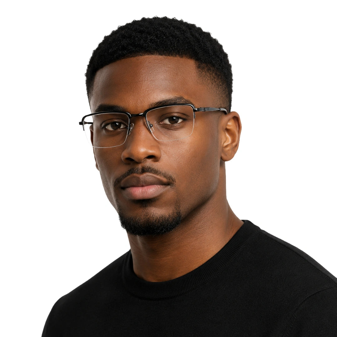 5STAR LINK 88612 | Half-Rim Browline Rectangular Prescription Eyeglasses-25