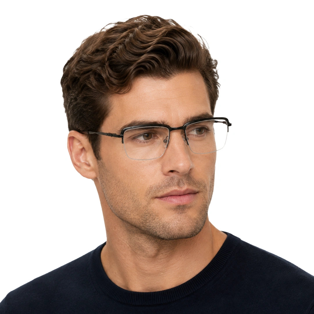 5STAR LINK 88612 | Half-Rim Browline Rectangular Prescription Eyeglasses-zoom-27