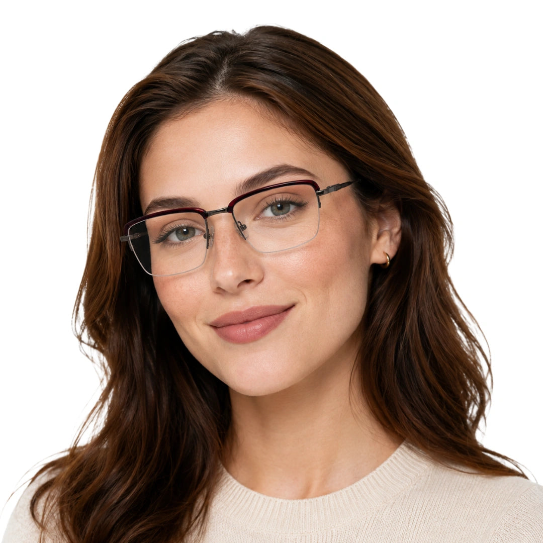 5STAR LINK 88612 | Half-Rim Browline Rectangular Prescription Eyeglasses-zoom-15