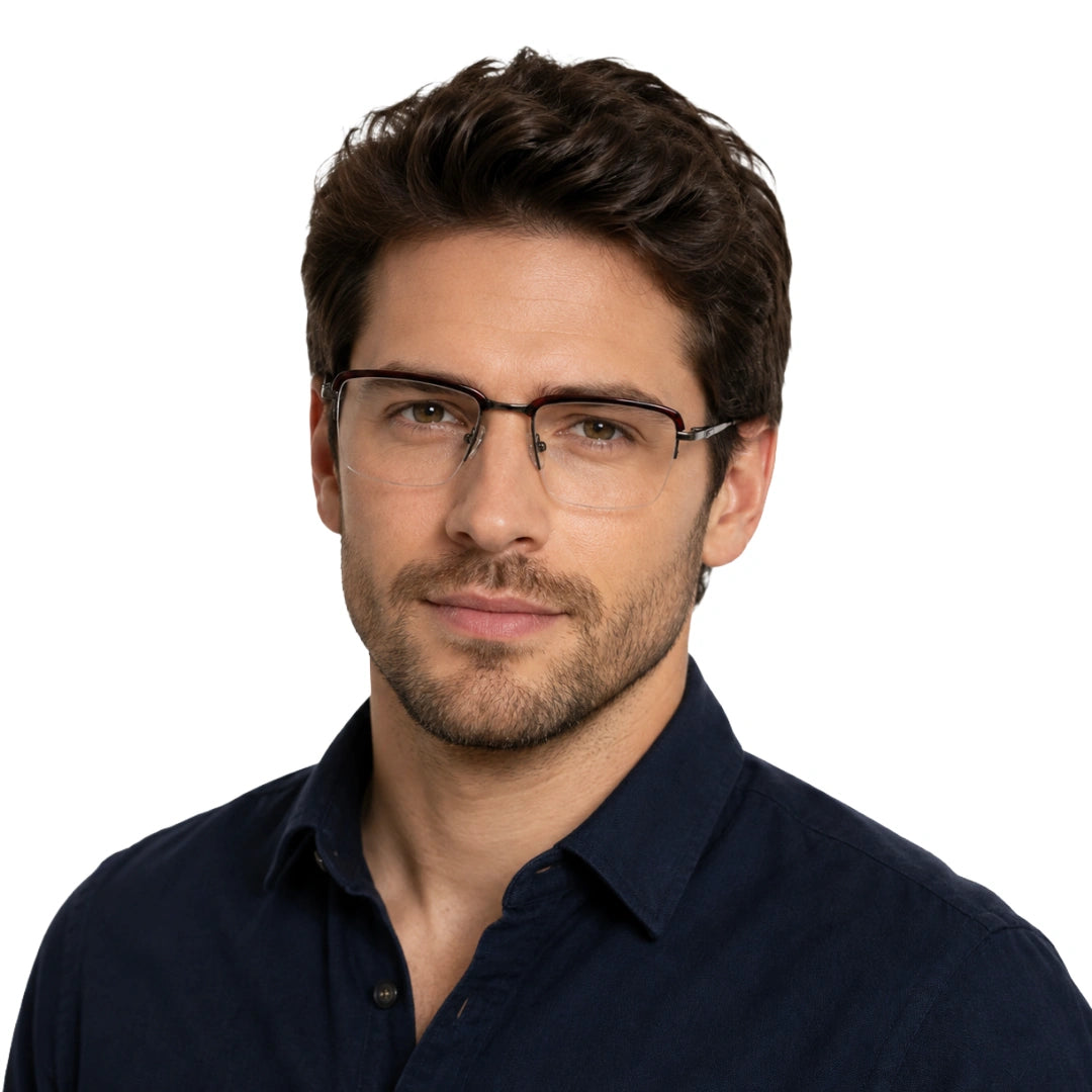 5STAR LINK 88612 | Half-Rim Browline Rectangular Prescription Eyeglasses-16