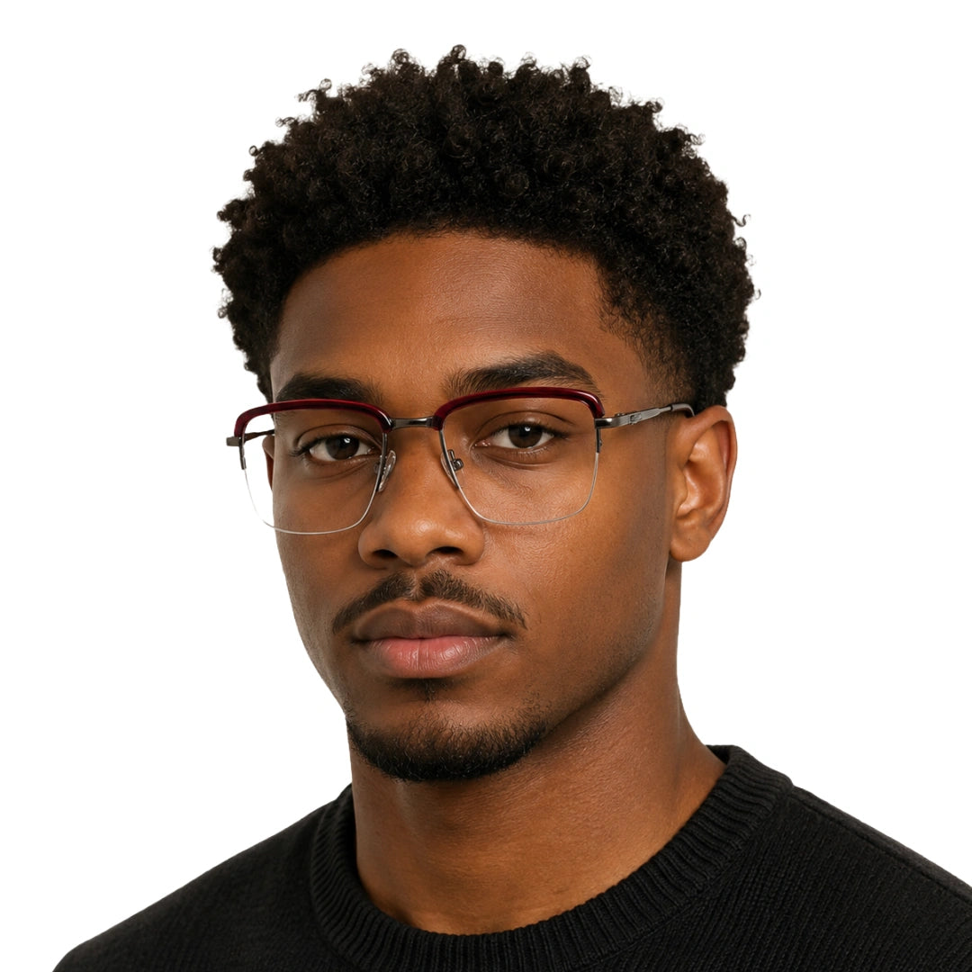5STAR LINK 88612 | Half-Rim Browline Rectangular Prescription Eyeglasses-zoom-18