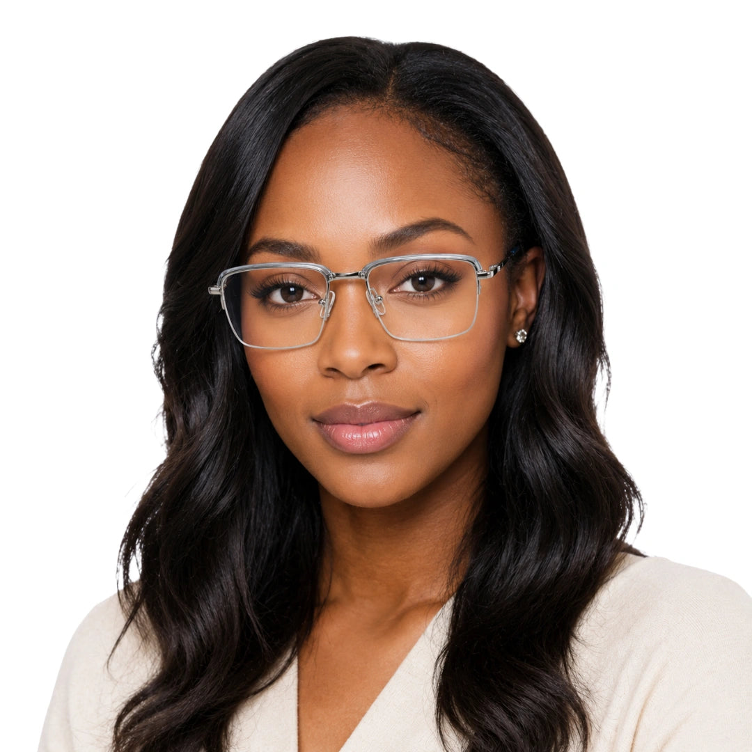 5STAR LINK 88612 | Half-Rim Browline Rectangular Prescription Eyeglasses-6
