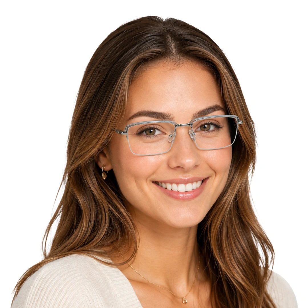 5STAR LINK 88612 | Half-Rim Browline Rectangular Prescription Eyeglasses-zoom-8