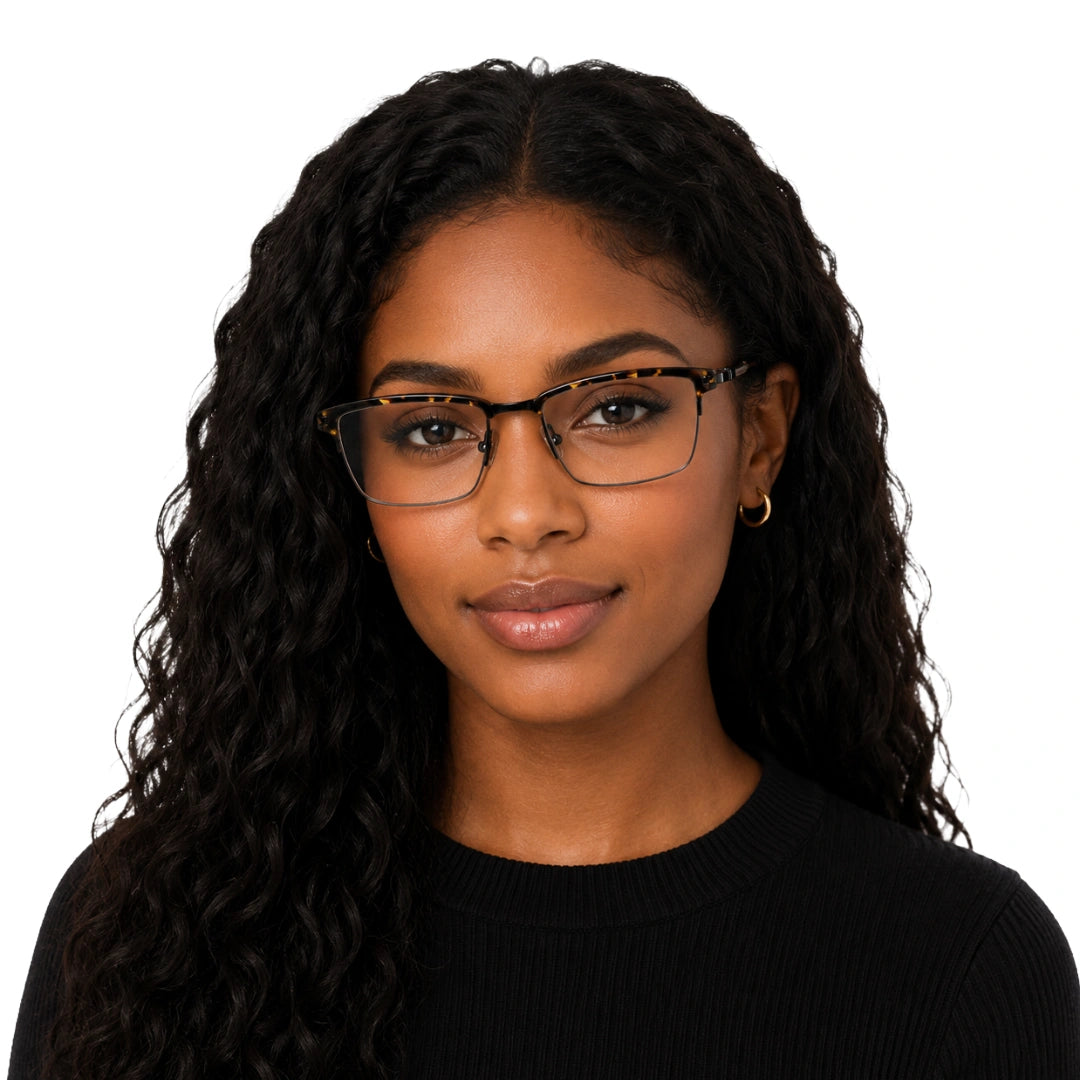 5STAR LINK 88614 | Half-Rim Rectangular Metal Eyeglasses-zoom-6
