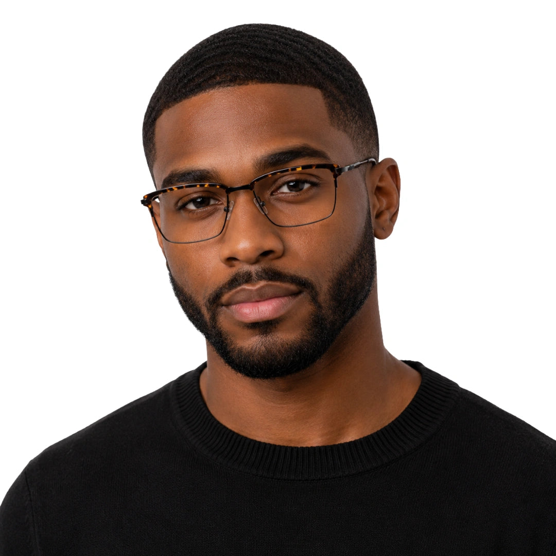 5STAR LINK 88614 | Half-Rim Rectangular Metal Eyeglasses-zoom-7