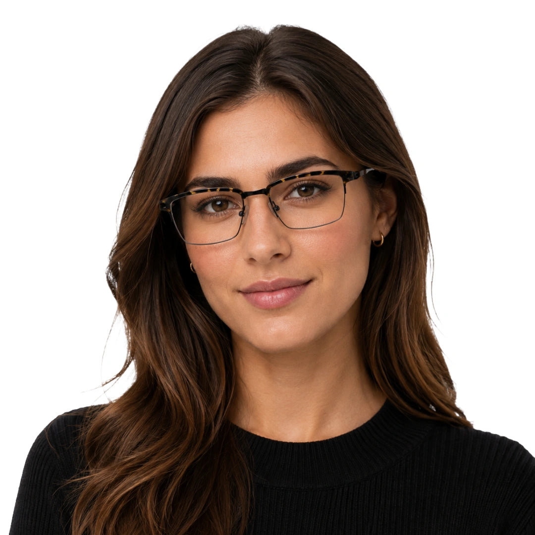 5STAR LINK 88614 | Half-Rim Rectangular Metal Eyeglasses-zoom-8