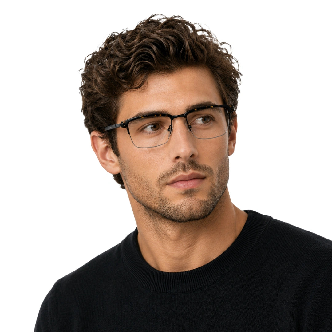 5STAR LINK 88614 | Half-Rim Rectangular Metal Eyeglasses-9