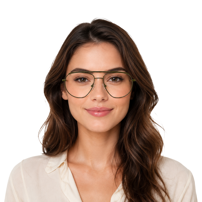 Zoe Miller-Elite Collection-ELT-9195 Matte Olive Green Metal Eyeglasses-zoom-