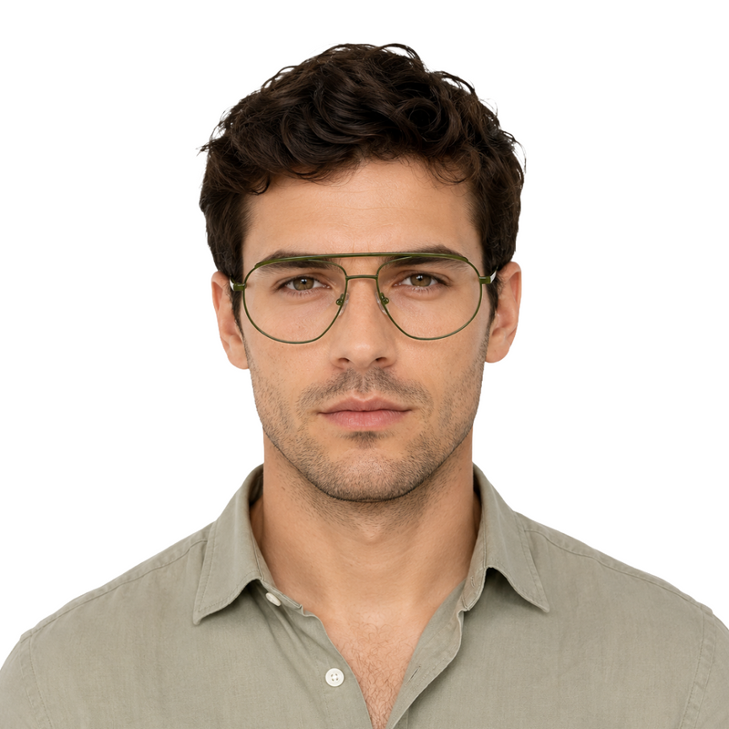 Zoe Miller-Elite Collection-ELT-9195 Matte Olive Green Metal Eyeglasses-zoom-