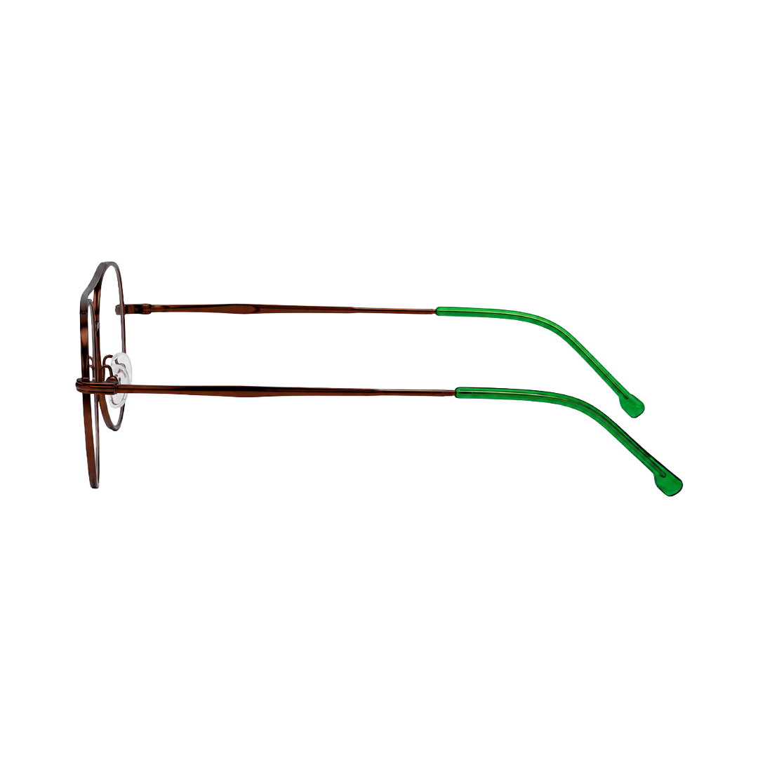 Premium Aviator Eyeglasses – Dark Copper Metal Frame with Green Temple Tips | Unisex-zoom-3