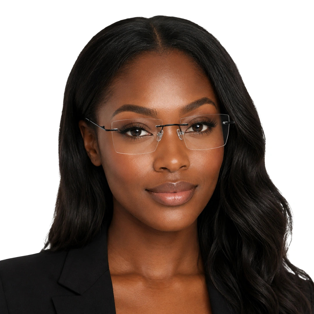 AFTER 8803 Rimless Rectangle Prescription Glasses-8