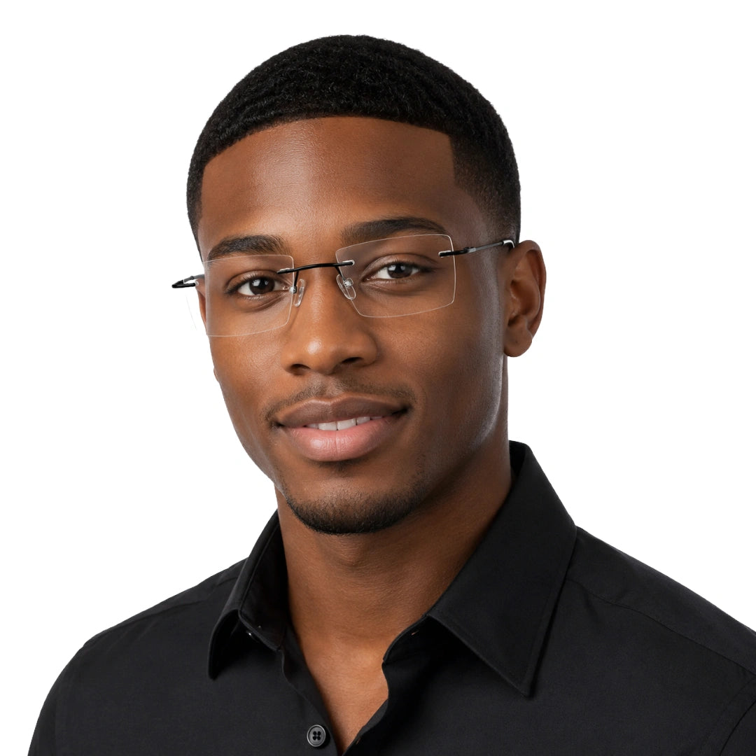 AFTER 8803 Rimless Rectangle Prescription Glasses-9