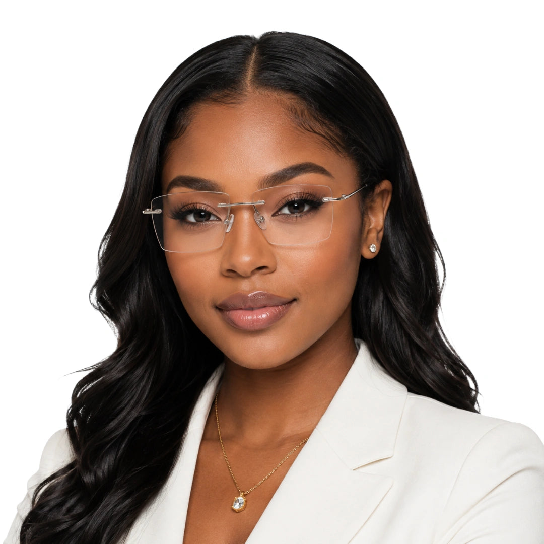 AFTER 8803 Rimless Rectangle Prescription Glasses-zoom-15