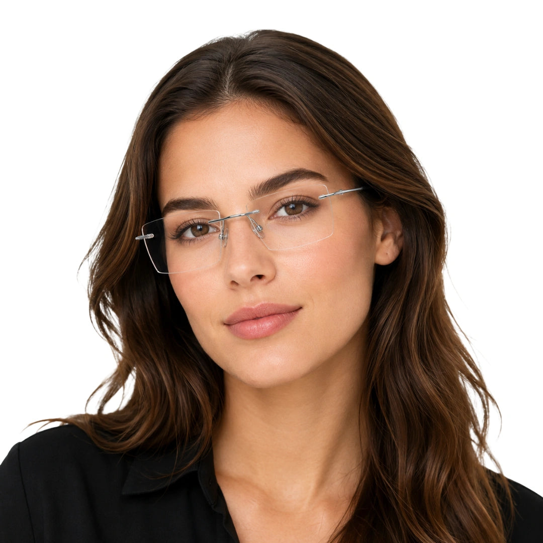 AFTER 8803 Rimless Rectangle Prescription Glasses-17