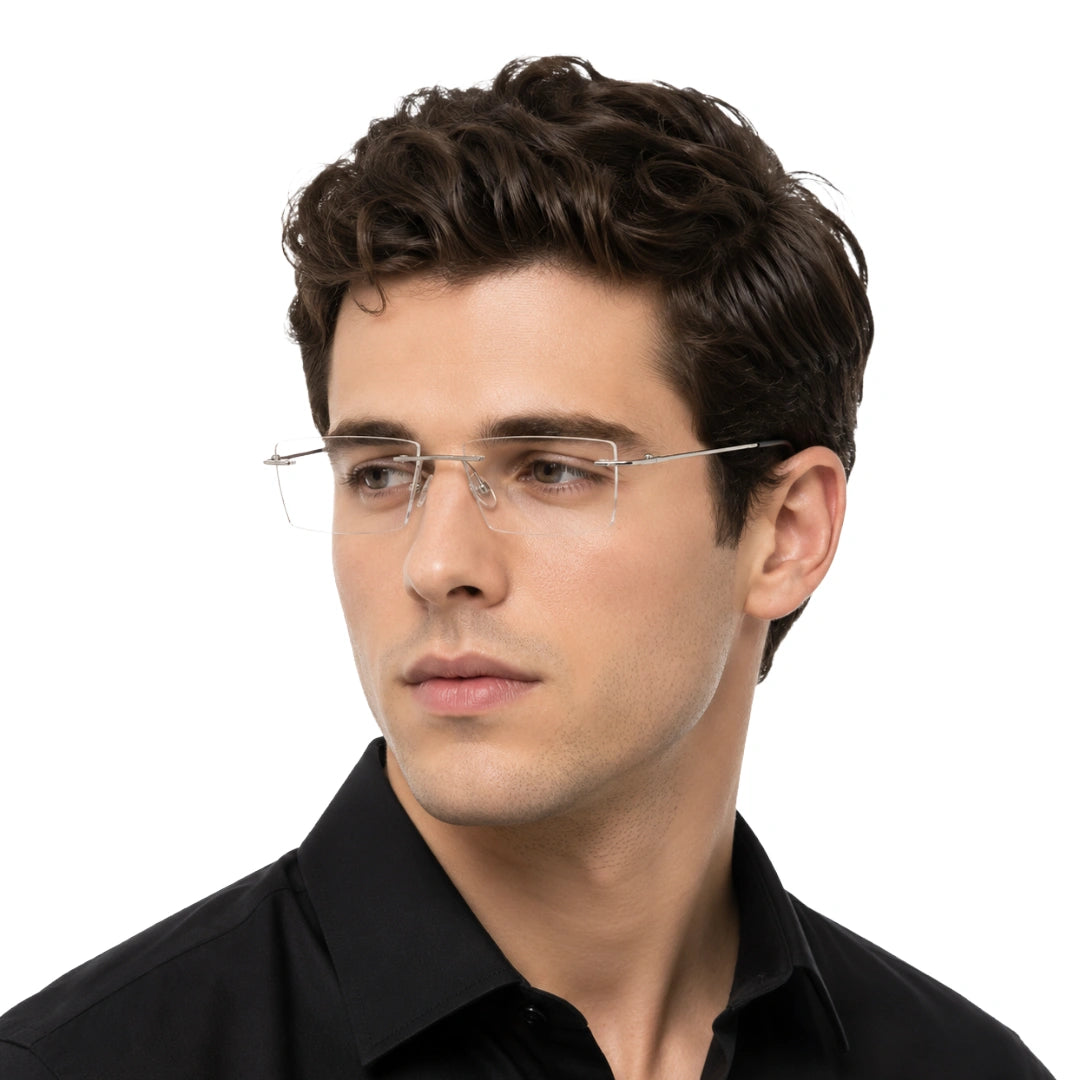 AFTER 8803 Rimless Rectangle Prescription Glasses-18