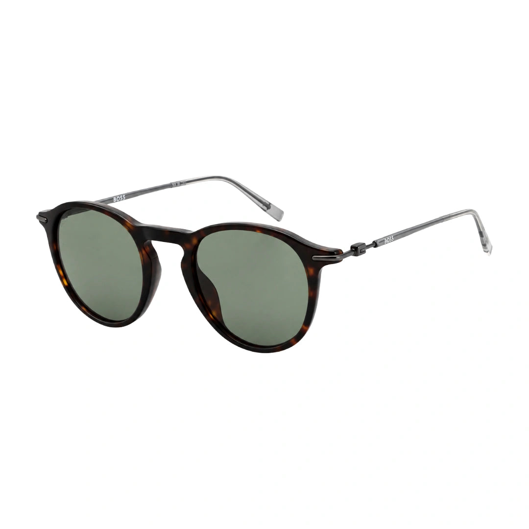 Hugo Boss 1309/S Havana Round Full-Rim Green Lens Sunglasses