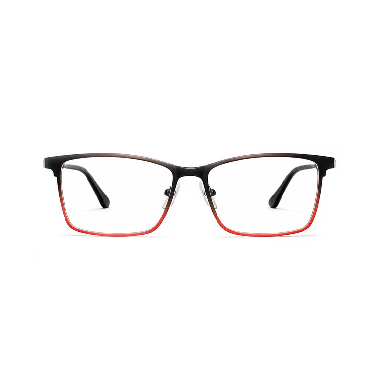 Black to Red Gradient Metal Frame - Rectangle Eyeglasses