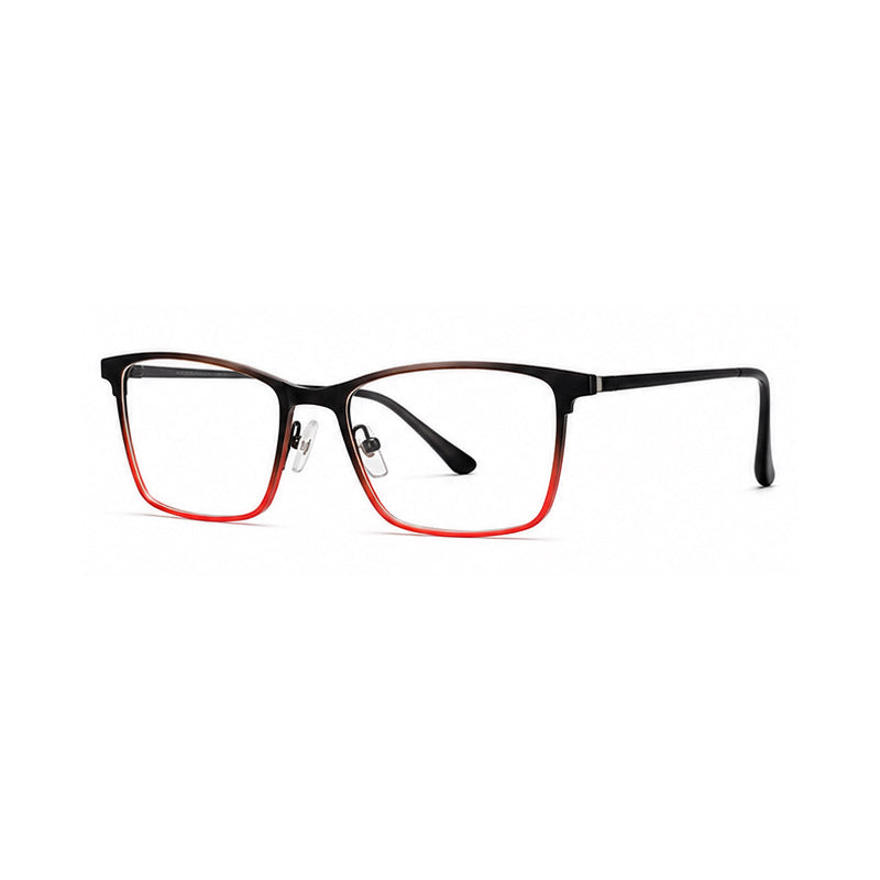 Black to Red Gradient Metal Frame - Rectangle Eyeglasses