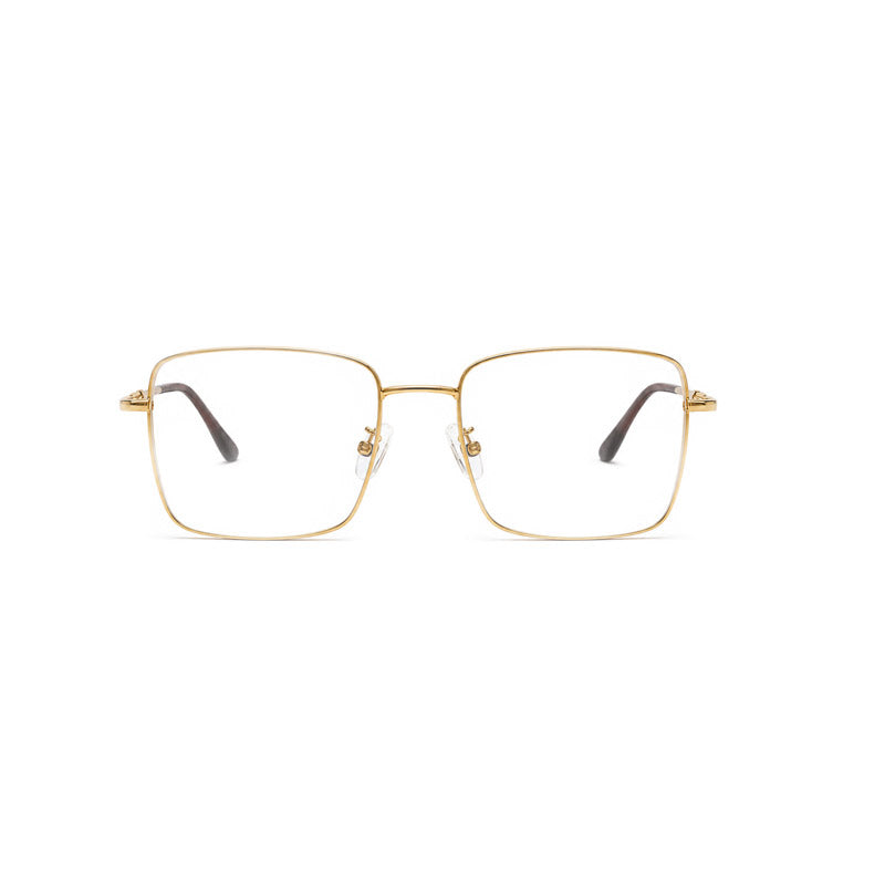 Classic Optical Frame - Gold Metal Square Eyeglasses-1