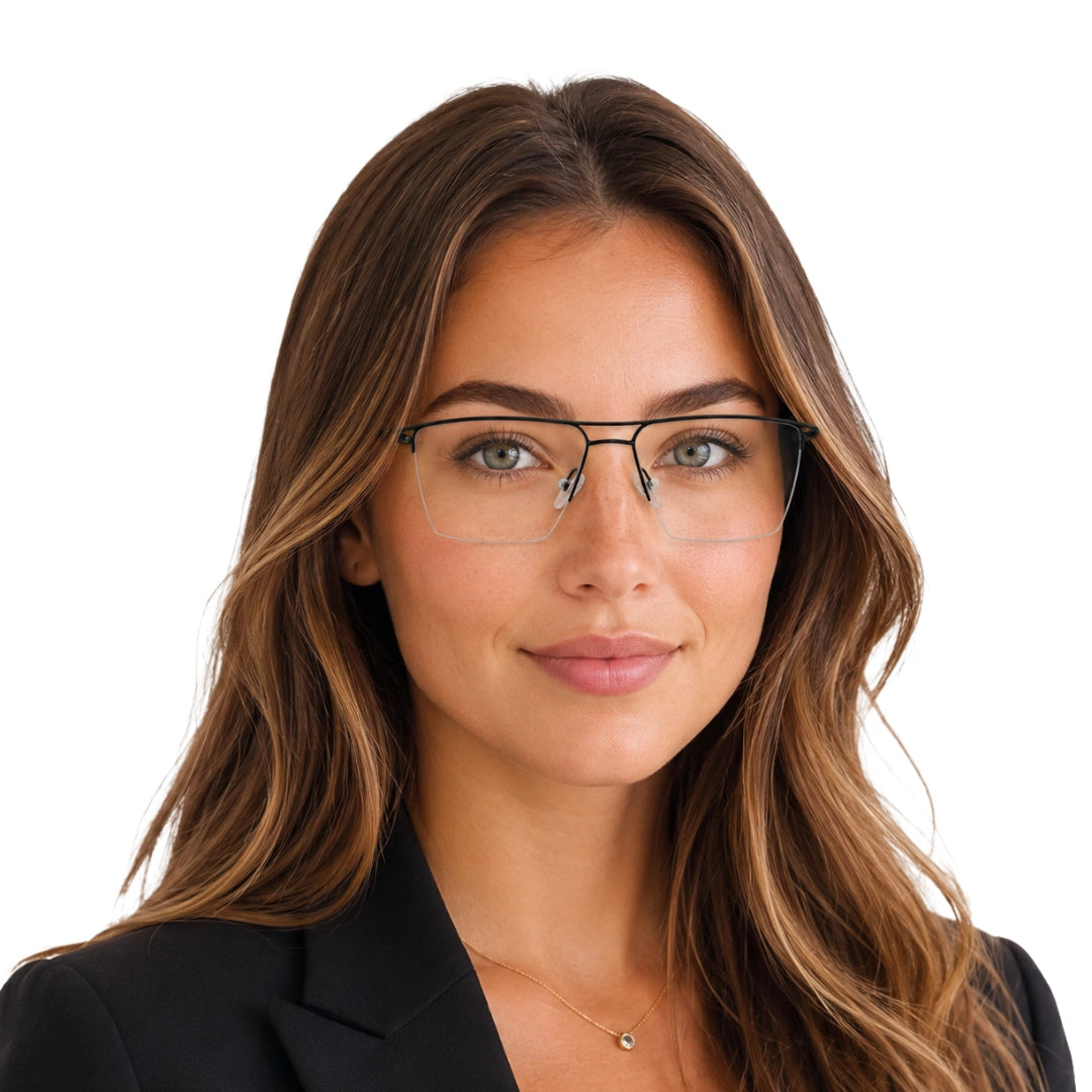 Zoe Miller ELT9225 | Half-Rim Double Bridge Rectangular Prescription Eyeglasses-zoom-8