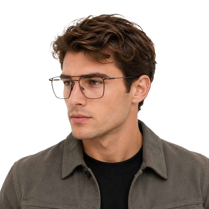 Zoe Miller Elite Collection – ELT 9226 Double Bridge Square Optical Frame | Brown-zoom-