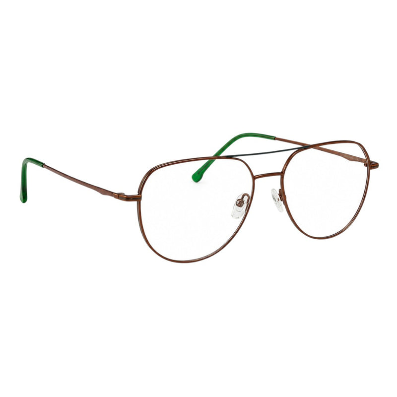 Premium Aviator Eyeglasses – Dark Copper Metal Frame with Green Temple Tips | Unisex-zoom-