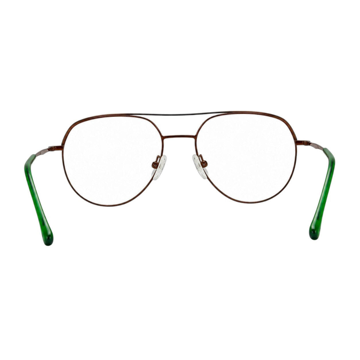 Premium Aviator Eyeglasses – Dark Copper Metal Frame with Green Temple Tips | Unisex-4