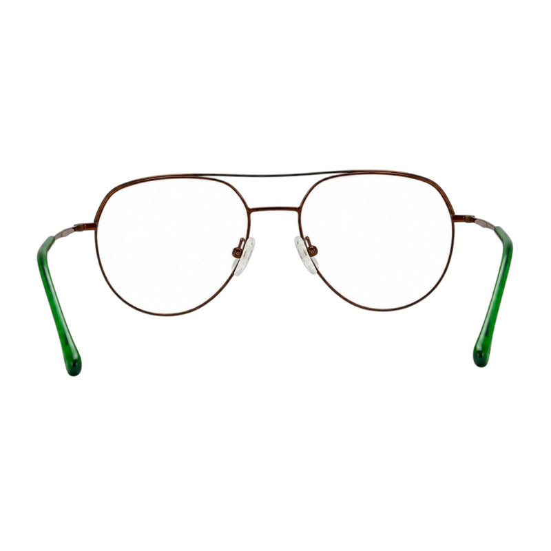 Premium Aviator Eyeglasses – Dark Copper Metal Frame with Green Temple Tips | Unisex-zoom-