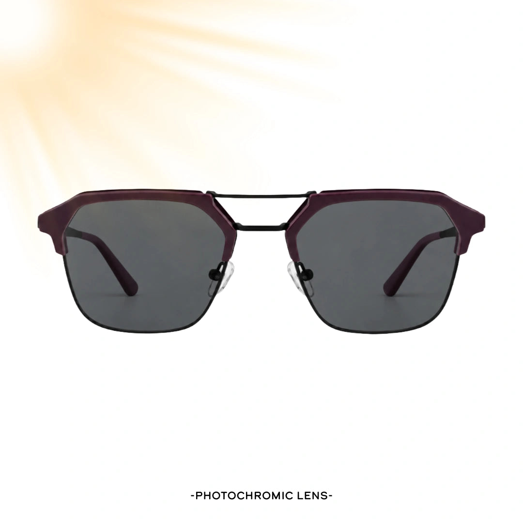 FICTION FC9098 | Double-Bridge Browline Photochromic Eyeglasses-zoom-2