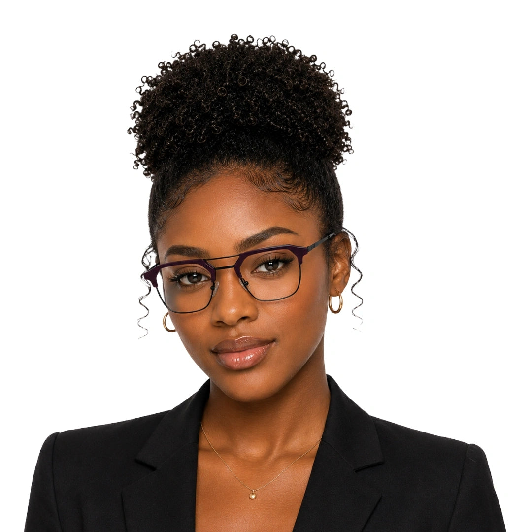 FICTION FC9098 | Double-Bridge Browline Photochromic Eyeglasses-zoom-7