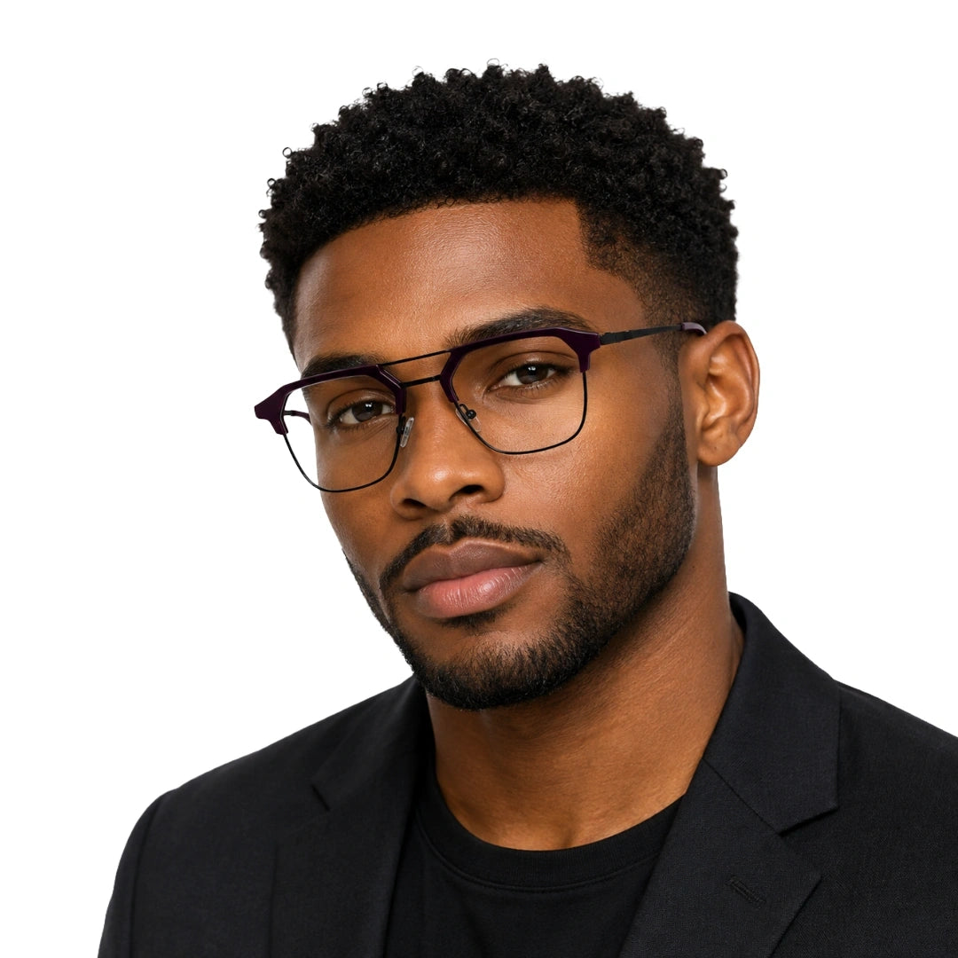 FICTION FC9098 | Double-Bridge Browline Photochromic Eyeglasses-zoom-8