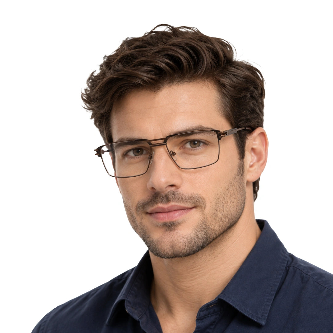 FARENHEIT 4043 | Half-Rim Rectangular Double Bridge Prescription Eyeglasses-zoom-24
