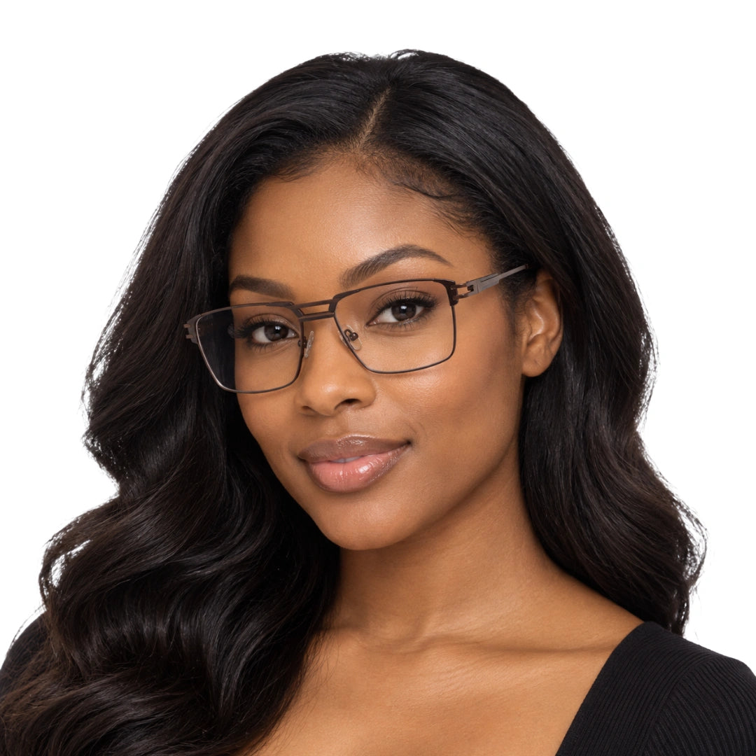 FARENHEIT 4043 | Half-Rim Rectangular Double Bridge Prescription Eyeglasses-26