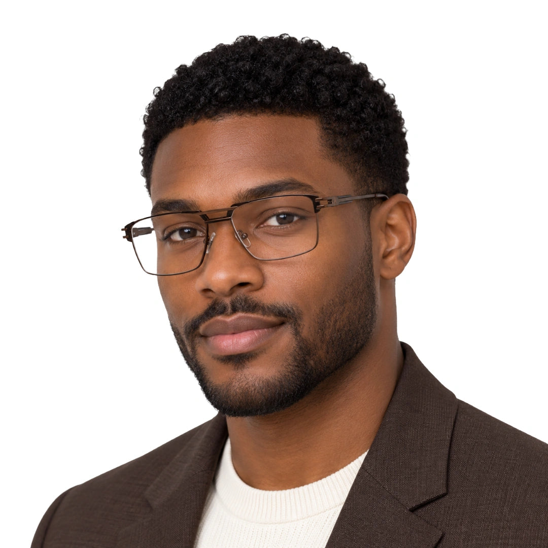 FARENHEIT 4043 | Half-Rim Rectangular Double Bridge Prescription Eyeglasses-27