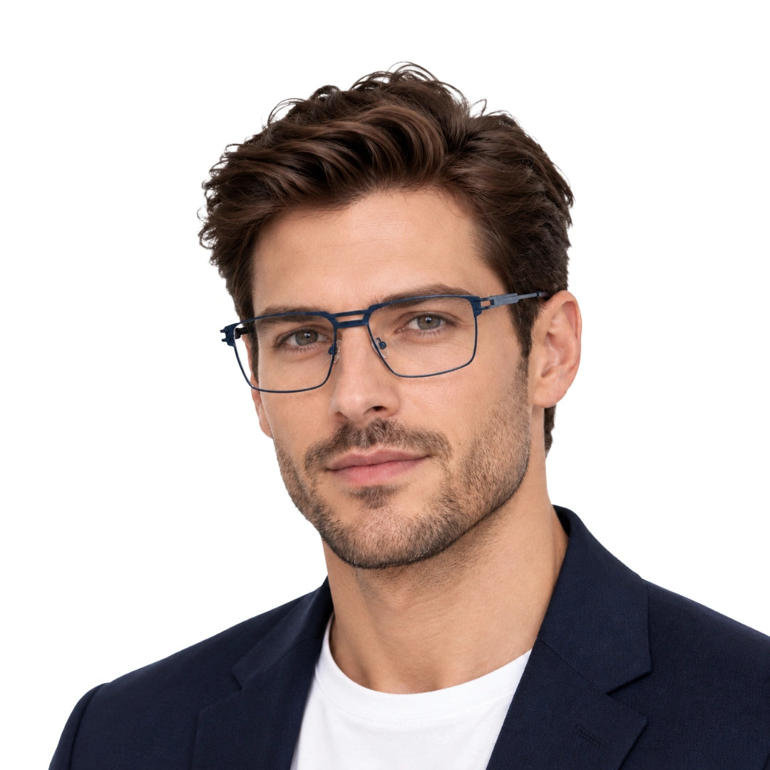 FARENHEIT 4043 | Half-Rim Rectangular Double Bridge Prescription Eyeglasses-zoom-7
