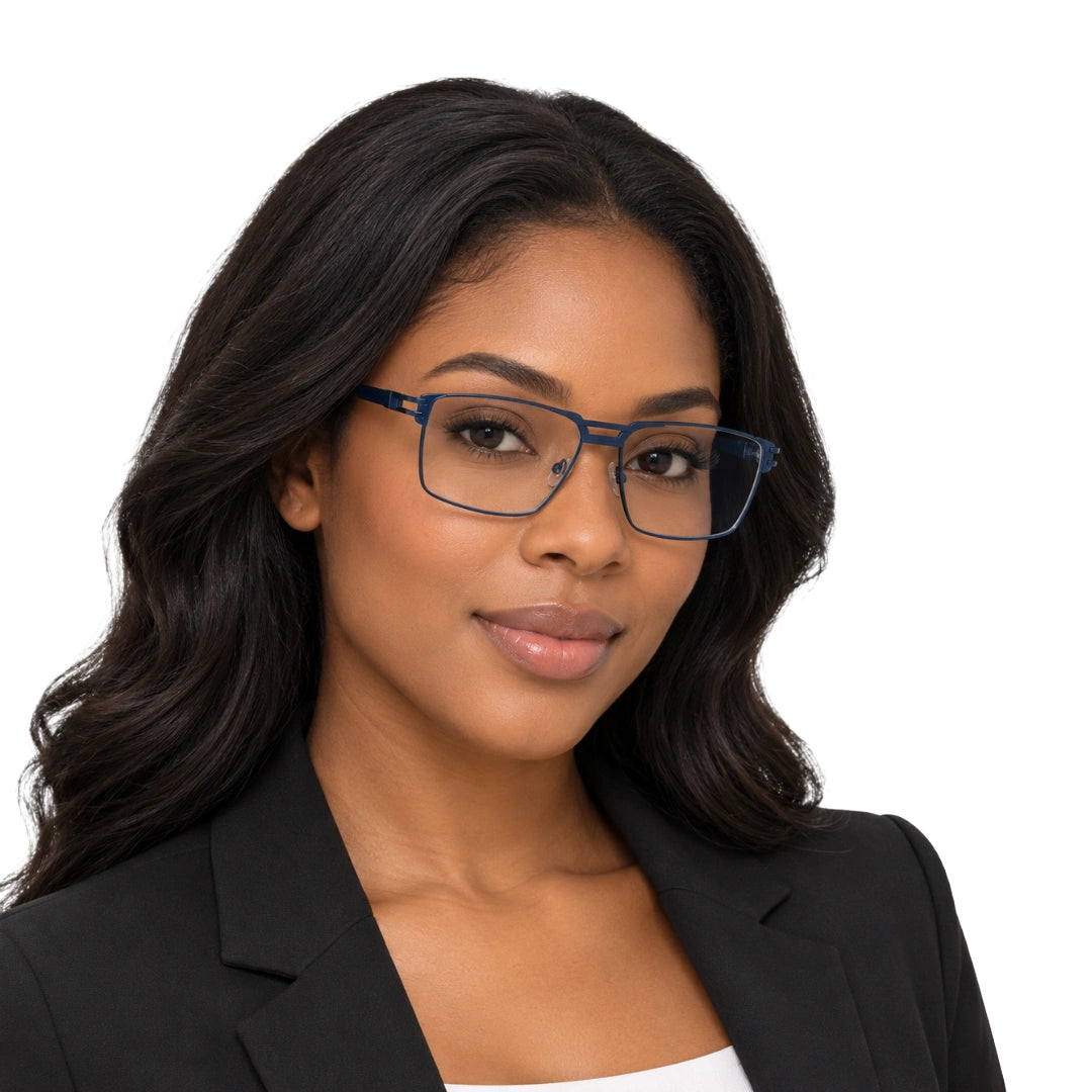 FARENHEIT 4043 | Half-Rim Rectangular Double Bridge Prescription Eyeglasses-8