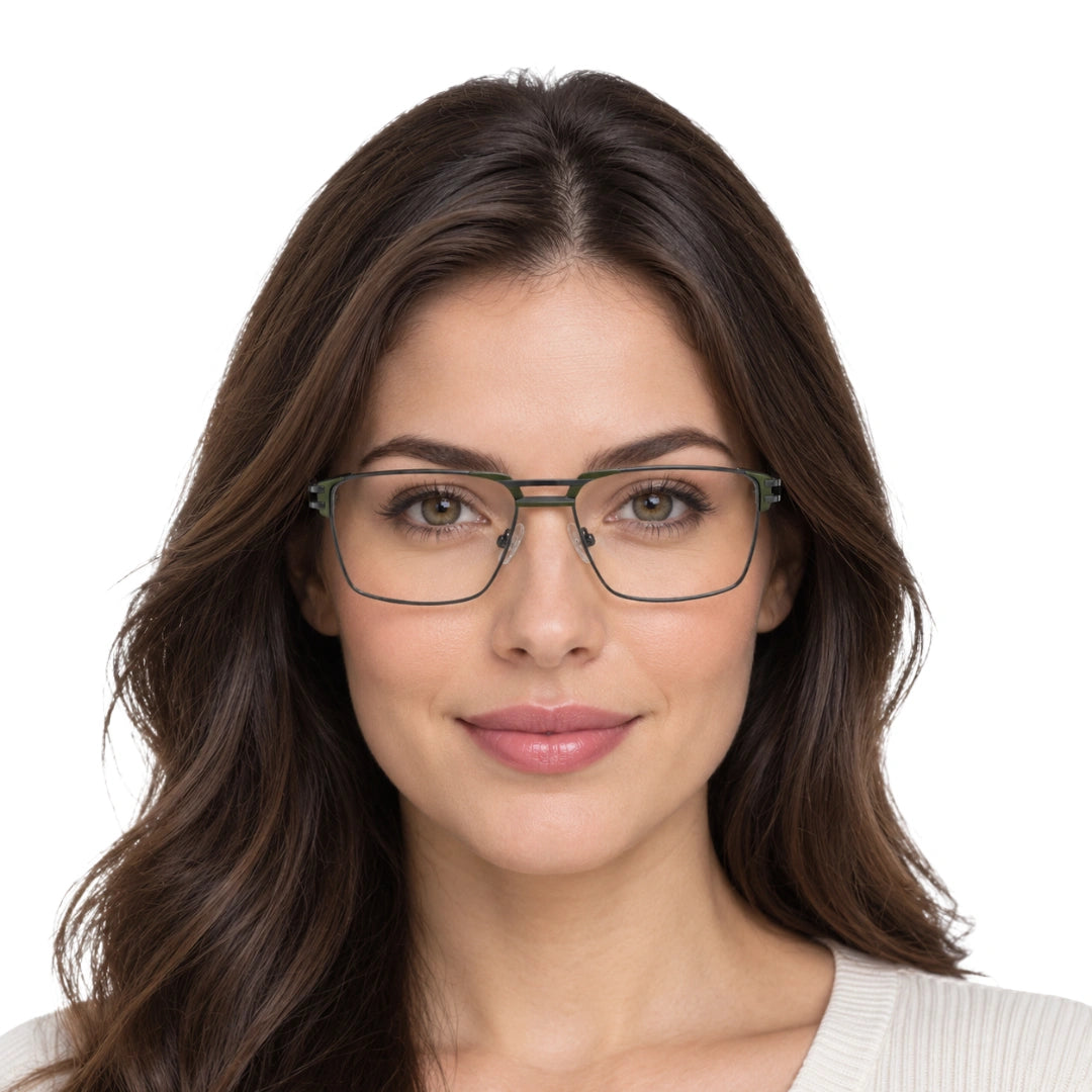FARENHEIT 4043 | Half-Rim Rectangular Double Bridge Prescription Eyeglasses-15