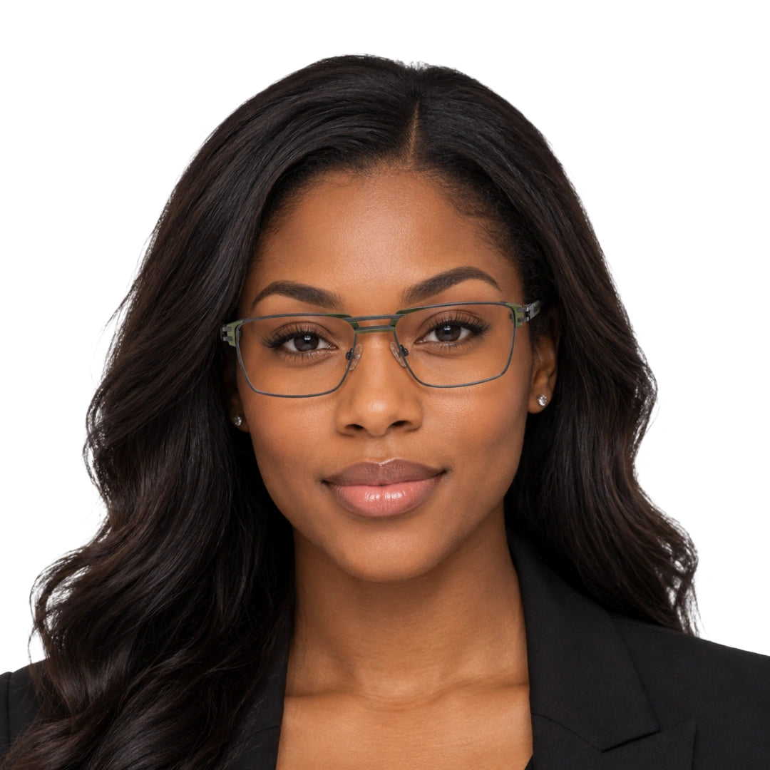 FARENHEIT 4043 | Half-Rim Rectangular Double Bridge Prescription Eyeglasses-17