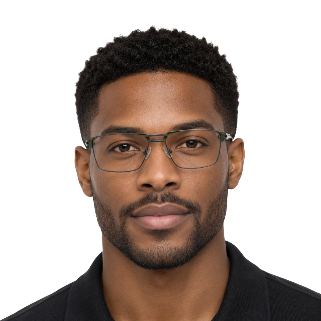 FARENHEIT 4043 | Half-Rim Rectangular Double Bridge Prescription Eyeglasses-18