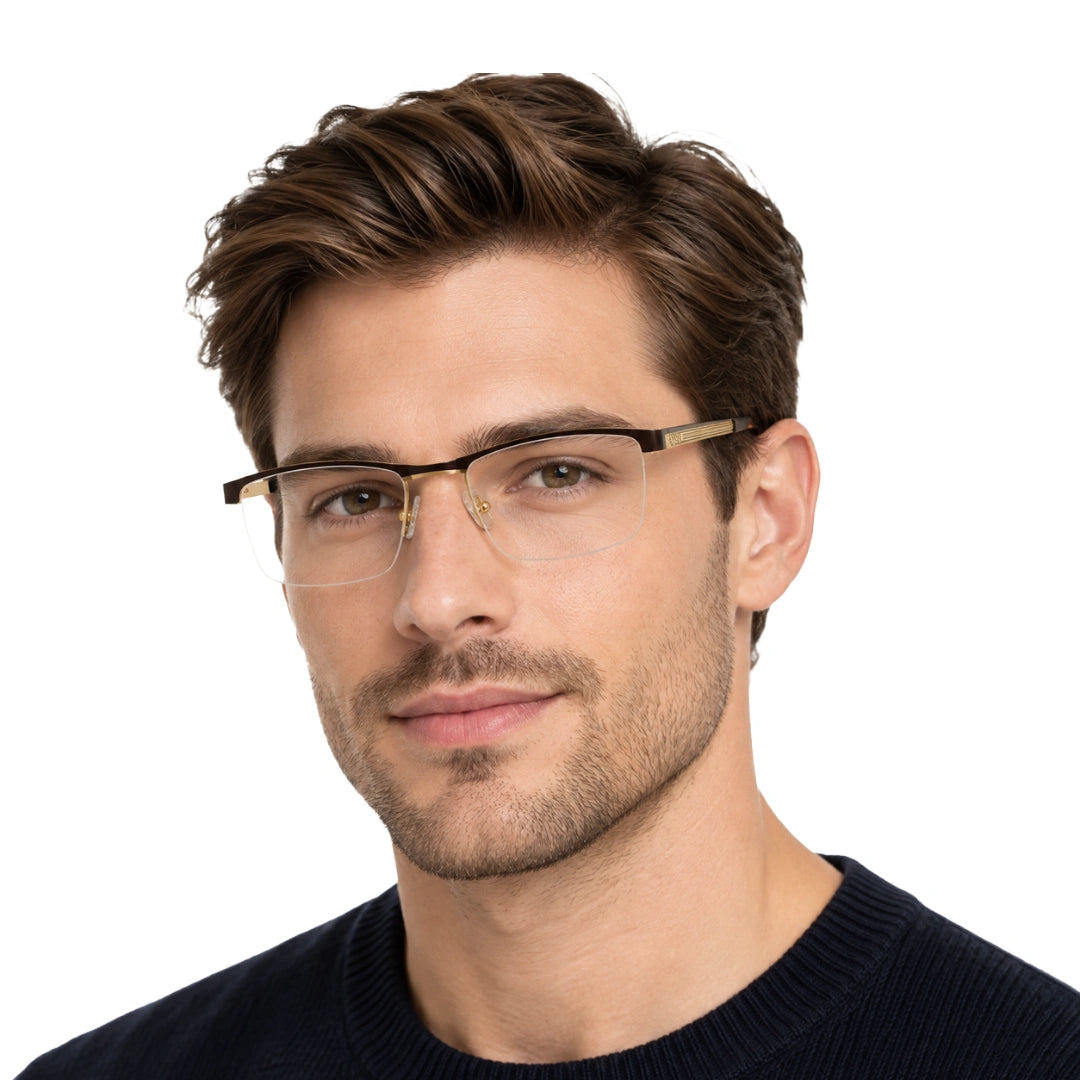 FARENHEIT 4046 | Modern Half-Rim Rectangular Prescription Eyeglasses-zoom-7
